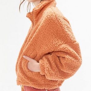 Urban Outfitters Fuzzy Drawstring Teddy Fleece Jacket